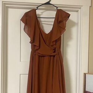 Baltic Born Ruffle Maxi Dress in Rich Brown